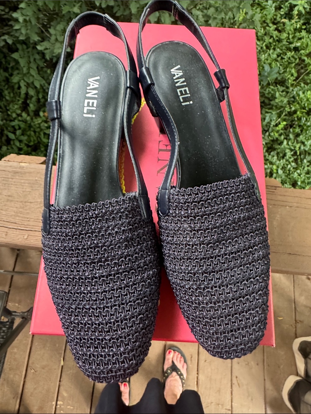Vaneli Black Woven Slingback Flats